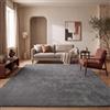 Paco Home Tappeto Salotto Moderno Soggiorno Pelo Corto Lavabile In Lavatrice Monocolore Tappeto Morbido, Dimensione:80 cm tondo, Colore:Antracite