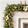 Lewondr Ghirlanda di Natale con Luci, 2,7m 50LED Luci Calde a Batteria con Timer, Decorazioni Natalizie per Interni per Scale Ringhiere Caminetto Portico, Fiore Oro e Palline