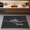 CARPETIA Tappeto Cucina Scritta Coffee Time Nero Bianco 80x150 cm | Superficie in polipropilene resistente per un uso frequente, adatto per riscaldamento a pavimento e chi soffre di allergie