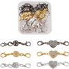 PH PandaHall PandaHall - Set di 16 moschettoni magnetici con ciondolo a forma di sfera o di cuore, con decorazioni a strass, per braccialetti e gioielli fai da te