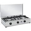CFParker FORNELLO DA TAVOLO IN ACCIAIO PARKER 3 FUOCHI ALIMENTAZIONE GAS METANO CON VALVOLE SICUREZZA PER USO INTERNO MADE IN ITALY FO300ACCGPSm