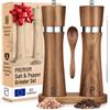 PJCKitchen Set Macinasale e Macinapepe in Legno di Acacia con Vassoio - 60 g ciascuno - Macine Manuali Alte Ricaricabili per Pepe in Grani, Sale, Spezie - di PJC-Kitchen