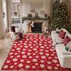 PureCozy Tappeto natalizio per soggiorno natalizio, 200 x 300 cm, grande, lavabile, con fiocchi di neve rossi, antiscivolo, morbido, per camera da letto, sala da pranzo, ufficio, decorazioni natalizie