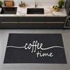 Teppich-Traum Tappeto da cucina nero e bianco Coffee-Time, 80 x 300 cm | Scritta in bianco e nero, resistente, facile da pulire, retro antiscivolo, adatto per persone allergiche