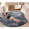 Homaxy, Tappeto a pelo lungo e soffice, rotondo per soggiorno, 160 x 160 cm | Fondo antiscivolo, morbido, lavabile, moderno, per cameretta dei bambini, camera da letto, grigio scuro