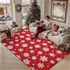 PureCozy Tappeto natalizio per soggiorno natalizio, 160 x 230 cm, grande, lavabile, con fiocchi di neve rossi, antiscivolo, morbido, per camera da letto, sala da pranzo, ufficio, decorazioni natalizie