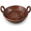 com-four® Ciotola Decorativa in Legno di Mango con Manici - Ø 24,5 cm | Portafrutta rotondo con venature naturali - piatto per pane e snack - svuotatasche per tavolo e cassettiera