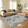WUTONG Blu e Crema Tappeto Vintage Salotto 160x200 cm,Motivo Antiscivolo Pelo Corto,Lavabile in Lavatrice,Tappeto Sala da Pranzo,Salone Moderno,Vintage Salotto