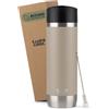 Campo Libre.® ANTO Tazza Termica - Termos Caffè Premium con Coperchio One-Touch, Thermos Caffe in Acciaio Inox a Doppia Parete, Mantiene le Bevande Calde per 6 h. Ideale per l'Auto. Beige, 450ml