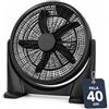 BAKAJI Ventilatore da Tavolo Nero Tecnologia Silenziosa, Raffrescatore da Pavimento Salvaspazio, Potenza 100 Watt e Pale Diametro 40 cm, Oscillazione Verticale Ideale per Casa, Ufficio, Soggiorno