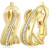Miaofu Orecchini a Cerchio 18k Oro Bianco Placcata Argento Zirconi Simulato Diamante Brillanti per Donna