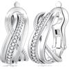 Miaofu Orecchini a Cerchio 18k Oro Bianco Placcata Argento Zirconi Simulato Diamante Brillanti per Donna