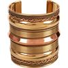 Touchstone indiano Bollywood intrecciato a mano modello aspetto drammatico slip in facile da indossare 3 pollici gioielli designer polsino bracciale in tonalità oro rame per le donne.