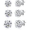 SILBERTALE Set di 3 Paia Orecchini Donna Uomo Argento 925 Zirconia Cubica da 3 a 8 mm Gioielli Brillante Regalo Eleganti