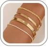 SIXDUTON Set di 6 braccialetti da donna, placcati in oro 14 carati, regolabili, con zirconi cubici