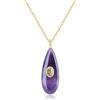 COAI Collana da Donna con Ciondolo Goccia di Pietre Dure con Zirconia Gialla, Collana Pietre Naturali da Donna Catena Acciaio Inox Placcato Oro 18K, Lapislazzuli, Amazzonite, Ametista, Quarzo Rosa