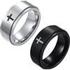 JewelryWe Anello We Anello Preghiere Donna/Uomo, 8mm Acciaio Inossidabile, Oro/Argento, Bibbia Spagnolo, Signori Attraversare Epoca, Misura 12-32