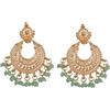 Touchstone Indian Bollywood Fresh Trends Realizzato a mano ispirato all'era Mughal Mesh Work Moon Chaand Motivo Perline di colore verde menta Orecchini di gioielli di design in tono oro per le donne.
