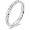 Ayoiow Donna Anello Acciaio 3MM con Zirconi Cubici Coppia Anelli Fidanzati Argento