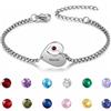 RolaOnly Bracciale Cuore Inciso Nome Bracciale Pietra Nascita Donna | Gioiello Personalizzato Regalo Mamma Figlia Moglie Amica Compleanno Festa Della Mamma Catena Ciondolo Cuore Per Lei