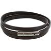 LES POULETTES BIJOUX - Bracciale Uomo Cuoio Piatto Marrone Chiusu in Acciaio