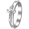 JewelryWe Anello con croce cristiana: oro in acciaio inox con simbolo della fede di Gesù, per uomini adulti, gioielli religiosi, misura 10