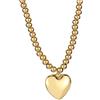 Mesnt Collana Pendente Donna, Catena A Sfere con Ciondolo A Cuore Solido 45cm in Acciaio Inox per Donne