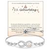 Shuxin 13, 16, 18, 21, regalo di compleanno per ragazze, braccialetto con simbolo dell'infinito, regalo per figlia, sorella, nipote, migliore amica, nipote, per compleanno