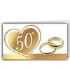 Generico 100 bigliettini per bomboniera Celebrazione Matrimonio Anniversario 25° o 50° Anni Insieme Biglietti bomboniere bigliettino | Vari Modelli e Colori (Cinquantesimo Cuore Oro e FEDI)