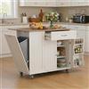 Xbro Isola Cucina con Piano di Lavoro Pieghevole e Ruote, Penisola Cucina Salvaspazio con Cassetto, Vano Pattumiera, Portacoltelli e Portasciugamani, Mobile Cucina 113 x 51 x 90 cm