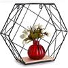 BAKAJI Mensola Scaffale Libreria da Parete Design Moderno Esagonale 1 Ripiano Struttura in Metallo Nero Mensola in Legno MDF Dimensione 25 x 28 cm