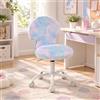 chairus Sedia Scrivania Bambina in Pelliccia Regolabile in Altezza, Blu | Sedia da Ufficio per Cameretta a Forma di Funghi Sedia Girevole per Bambini con Gambe in Metallo per Studio/Cameretta