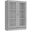 KGFHERENB Vetrina grigio Sonoma, 82,5 x 30,5 x 115 cm, scaffale da terra | Elegante libreria con 2 ante in vetro e 3 ripiani in robusto legno per soggiorno e ufficio.