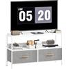 HOMCOM Mobile Porta TV Fino a 47, 98x29x56 cm, Bianco | Mobile TV, con 2 Cassetti Pieghevoli in Tessuto e Mensola, Mobiletto per Televisore per Soggiorno, Camera da Letto e Salotto