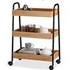 BAKAJI Carrello Trolley Cucina in Metallo con 3 Ripiani in legno e 4 Ruote girevoli a 360 Gradi con Freno Trolley Salvaspazio Arredamento Casa Cucina Dimensione 49 x 70 x 28 cm Design Moderno (Nero)