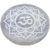 VLNET® | Disco Selenite | Piastra Energetica | Ø 10 cm - Incisa | Ricarica Cristalli, Pietre e Gioielli | Decorazione Spirituale | Meditazione, Reiki e Chakra (1, Om)