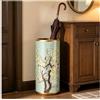 bacedifo Portaombrelli in Ceramica Multicolore Secchiello Portaoggetti da Terra Vaso | W19,5 X H44 Cm, Base Stabile, Antiscivolo Portaombrelli in Ceramica Dipinta a Mano con Disegni Floreali(Green)