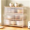 SanBouSi 4 piani piccola credenza in bambù per piano di lavoro, buffet armadio da cucina con ante scorrevoli per barattoli di spezie, utensili da cucina, tazze, oggetti di scena