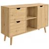 MB Muebles Bonitos Credenza Madia Stretta Rovere Eos 120cm | 2 Cassetti e 1 Anta, 2 Livelli Interni, Ripiano Regolabile, 120 cm (Largh.) 30 cm (Prof.) 72 cm (Alt.), Modello Leo