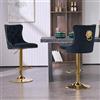 KHISCHMO Set di 2 Sgabelli da Bar in Velluto, Girevoli a 360° e Regolabili in Altezza, con Schienale Ergonomico, Poggiapiedi e Anello Decorativo Testa di Leone, per Isola Cucina e Home Bar, Nero/Oro