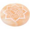 VLNET® | Disco Selenite | Piastra Energetica | Ø 10 cm - Incisa | Ricarica Cristalli, Pietre e Gioielli | Decorazione Spirituale | Meditazione, Reiki e Chakra (1, Om Arancione)