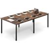 COSTWAY Tavolo da Conferenza 240 x 120 cm, Tavolo da Riunione Rettangolare Grande per Fino a 10 Persone, 2 Passacavi, Ideale per Ufficio e Sala Riunioni, Marrone e Nero