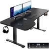 CASARIA® Scrivania elettrica regolabile in altezza, 160 x 75 cm, tavolo da gaming con funzione di memoria, display LCD, 80 kg, nero opaco