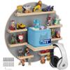 tectake® Scaffale da Parete, per 28 Personaggi, Magnetico | Adatto per Toniebox 1 e 2, con Supporto per Cuffie, Sospensione Invisibile, Ø 44, 5 x 16, 5 cm, Effetto Luna Piena, Grigio