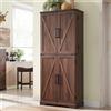 AetherWood Armadietto da cucina, alto 183 cm, in stile rustico, con ante scorrevoli, cassetto e ripiani regolabili, colore: marrone