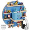 tectake® Scaffale da Parete, per 28 Personaggi, Magnetico | Adatto per Toniebox 1 e 2, con Supporto per Cuffie, Sospensione Invisibile, Ø 44, 5 x 16, 5 cm, Effetto Luna Piena, Blu