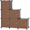 ATTDETJL Armadio a 6 cubi con ante, organizer per camera da letto, armadio e sotto le scale, scomparti 30 x 30 x 30 cm, salvaspazio, marrone ATTSL6007