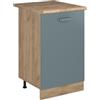 Vicco Mobiletto base cucina R-Line, Grigio-blu/Rovere dorato 50 cm | 1 Anta · Piano di lavoro incl. · Piedini regolabili in altezza · 1 Ripiano · ✓ Liberamente combinabile