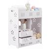 Baroni Home Pensile Bagno 2 Cassetti 3 Ripiani in Plastic Wood, Mobiletto Sospeso Salvaspazio con Fissaggio a Parete, Montaggio a Incastro Facile, Leggero e Facile da Pulire, 18x35x40 cm