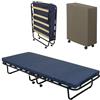 SEDIAOFFICE - Brandina Pieghevole con Materasso Singolo 80x190 con Materasso Alto 7cm e Rete a Doghe in Betulla, Letto Singolo Pieghevole, Struttura in Acciaio, Fabbricata Interamente in Italia (Blu)
